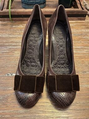 Coach Dark Brown Bow-Accent Heels